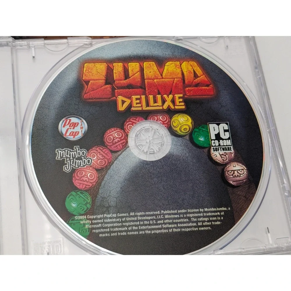 Zuma Deluxe Pop Cap Jumbo PC CD ROM Computer Video Game 2004 PopCap Game Sleeve